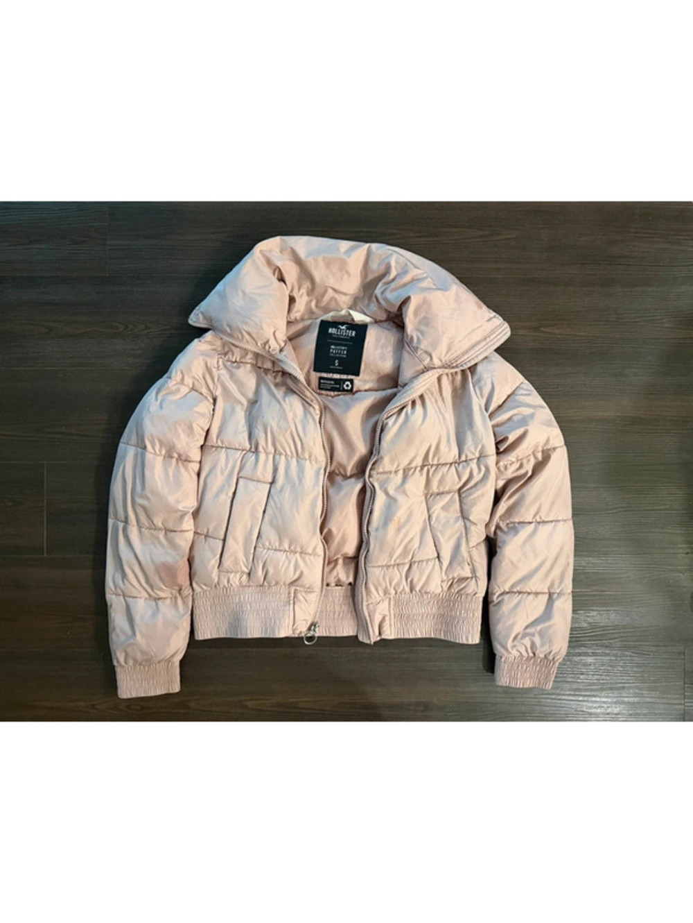 Pink hollister puffer jacket small coat recycled materials